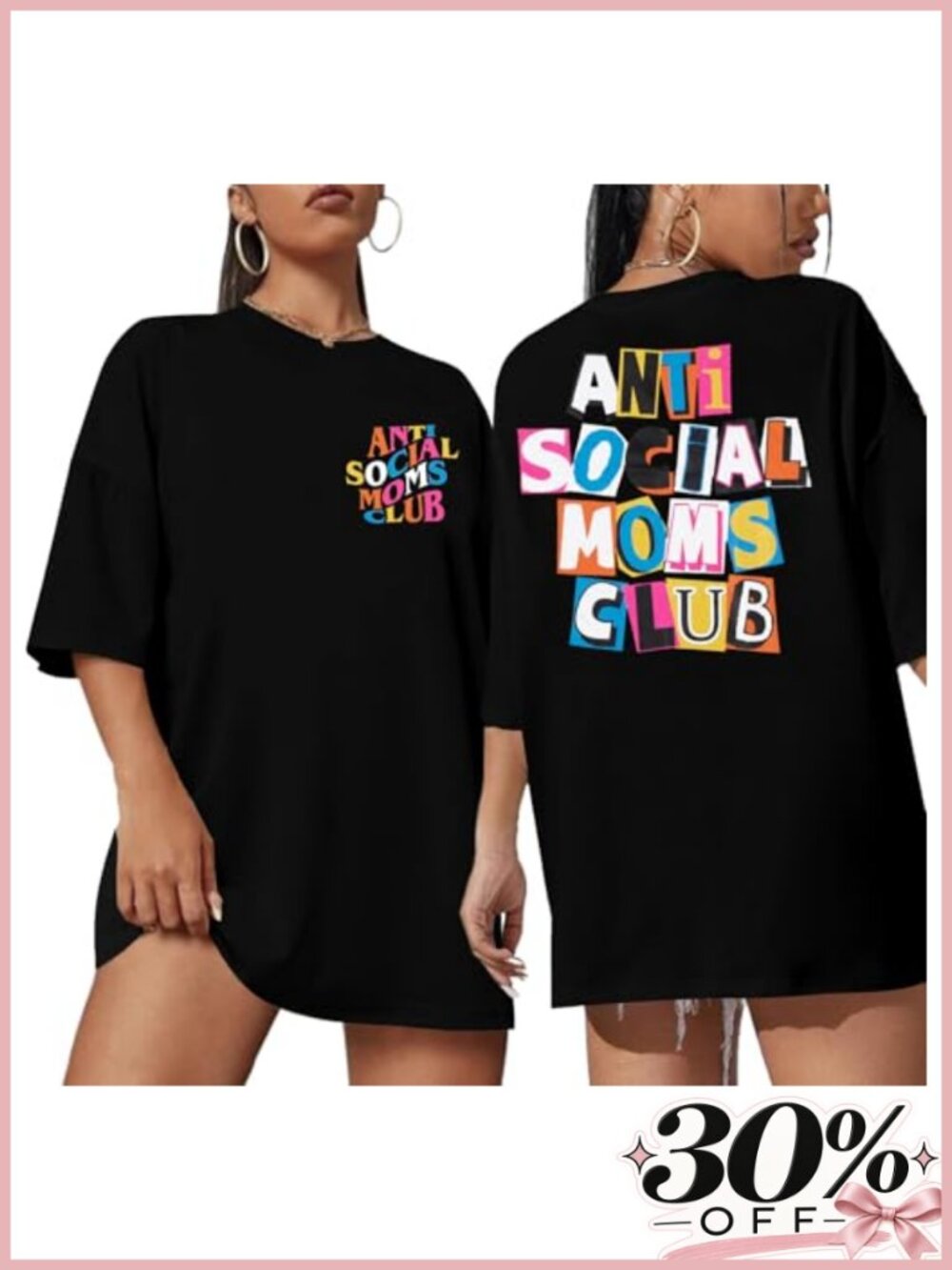 Funny Oversized Mom Club T-Shirt Cotton Crew Neck Casual Tee